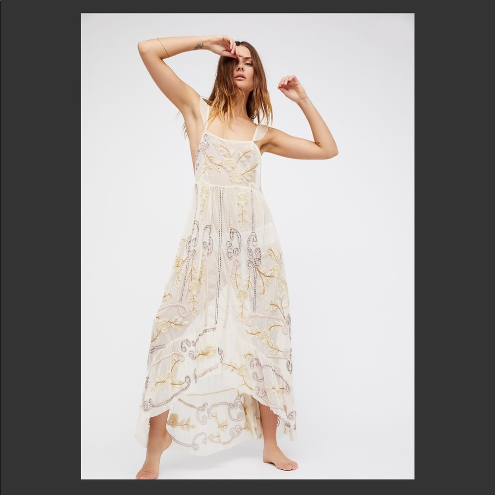 Free People Strawberry Moon Maxi Slip Dress. NWT